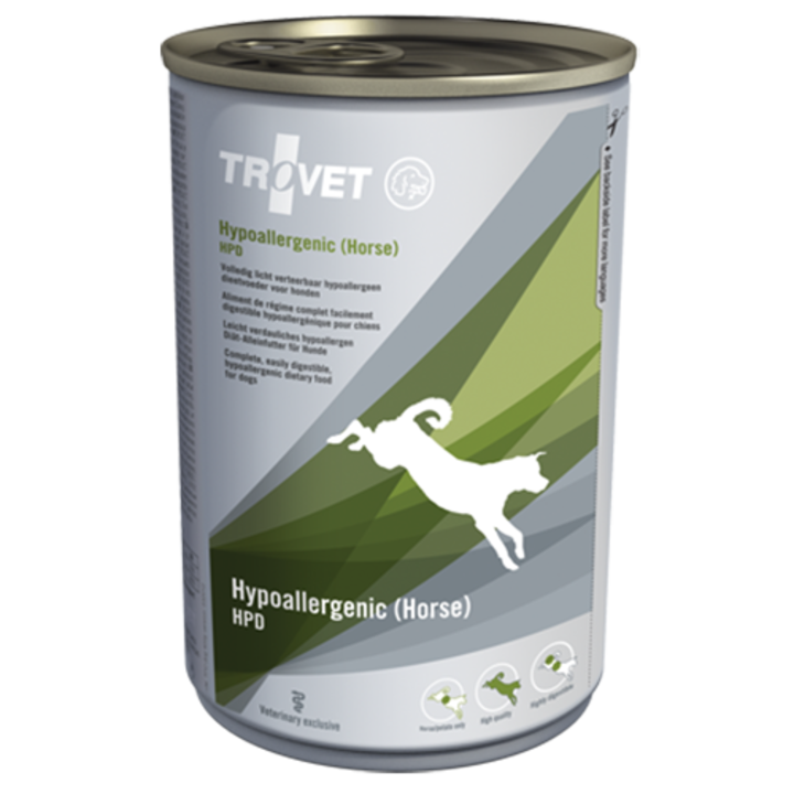 Hrana umeda dietetica pentru caini Trovet, Hipoalergenic, Cal, 6 x 400 g