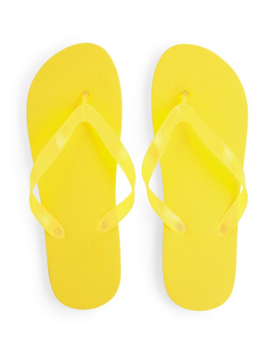 Slapi de plaja cu talpa din PE confortabila si curele din PVC translucide, marimi 38, galbeni