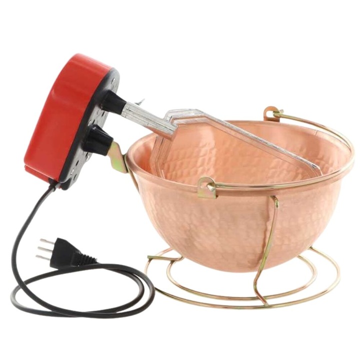 Ceaun din cupru cu mixer electric pentru mamaliga si risotto, Nuova Cuoca Automatica 5W, capacitate 3 l
