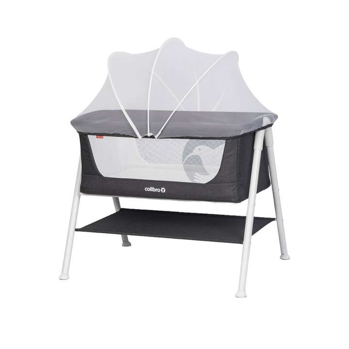 Colibro Lindo újszülött ágy matraccal és rovarvédelemmel, 90x53 cm, Onyx