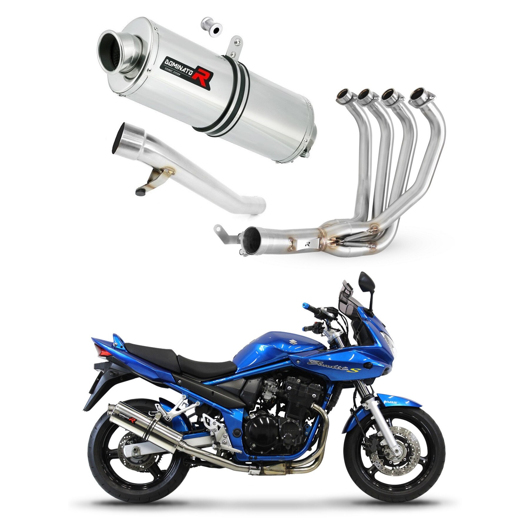 DOMINATOR Terminale Scarico Marmitta OV Per Suzuki GSF 650 Bandit N/S 2007-2016, Acciaio Inox Con DB Killer