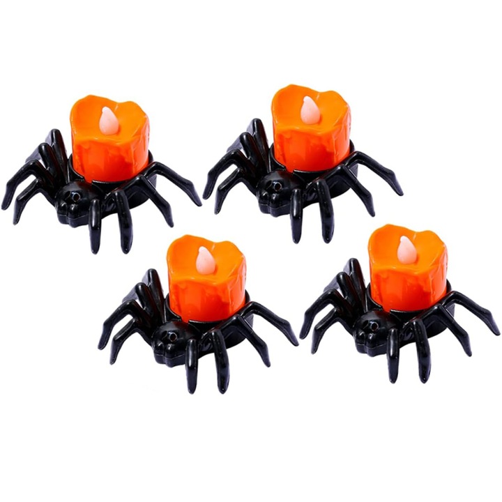 Ronyes Halloween gyertya dekoráció, 4 db, fekete