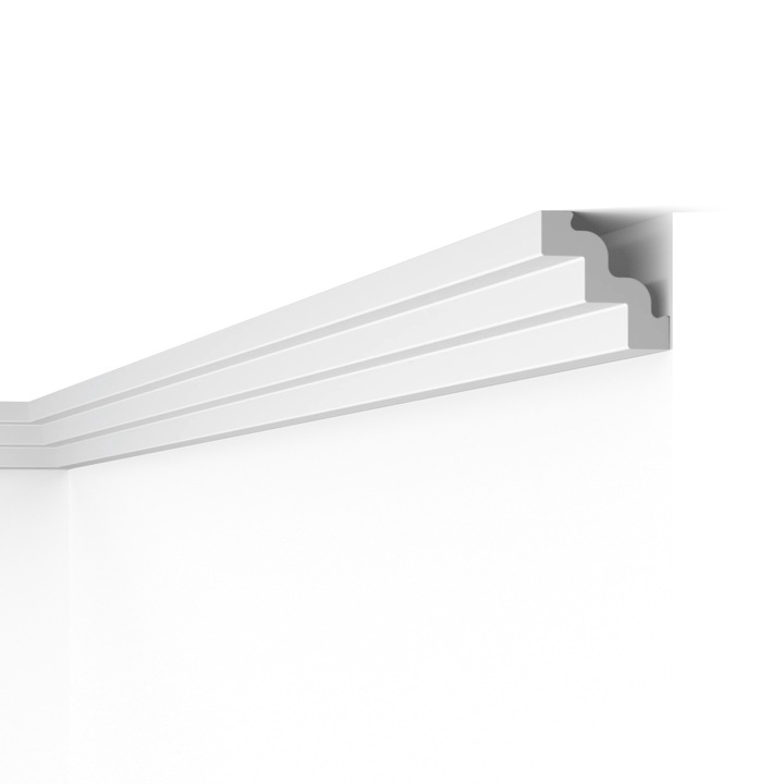 Cornisa decorativa din polistiren de inalta densitate Nomastyl ST3, 75mmx75mm, lungime 2m