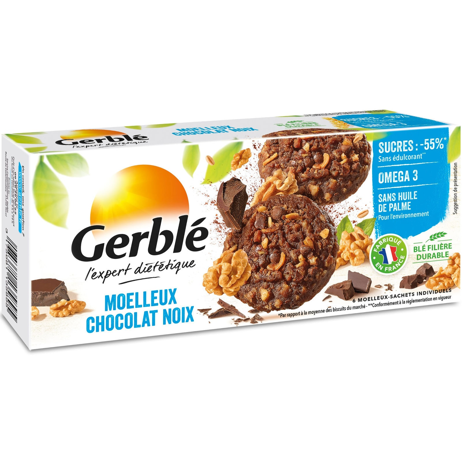 Prajitura Gerble Expert Dietetic cu Ciocolata Si Nuci, 138g