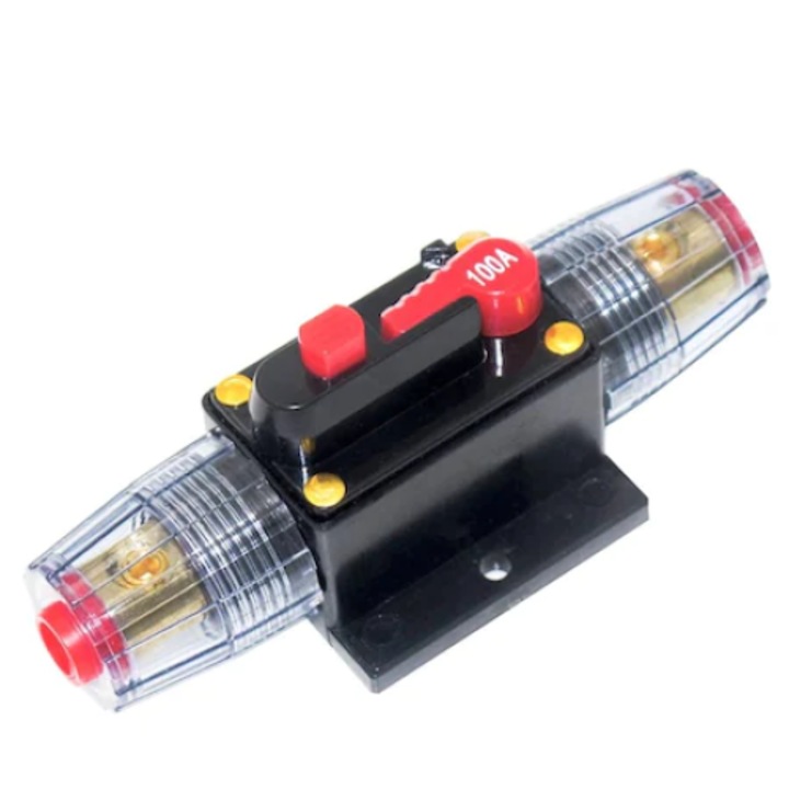 Intrerupator DC 12-48V, dispozitiv de siguranta cu resetare manuala automata, intrerupator impermeabil - 100A