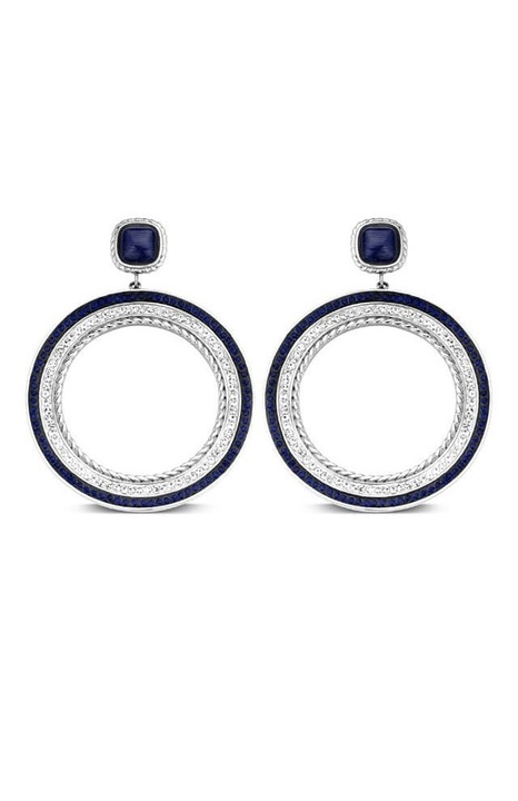 Cercei piatra albastru albastru de culoare argintiu Victoria albastri (1 pereche)