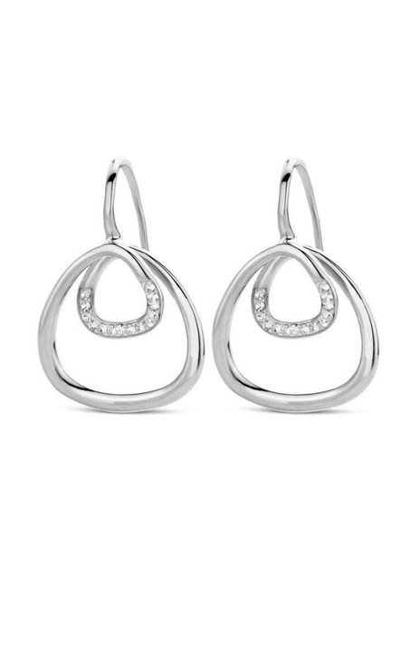 Двойни обеци с бял камък Victoria