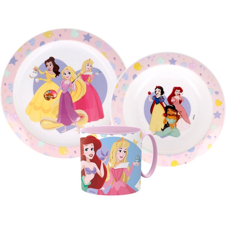 Комплект сервиз за хранене Disney Princesses, С чаша 265 ml