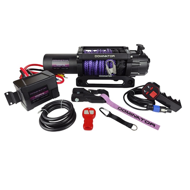 Комплект лебедка DOMINATOR D12000PG, 12V, синтетично въже