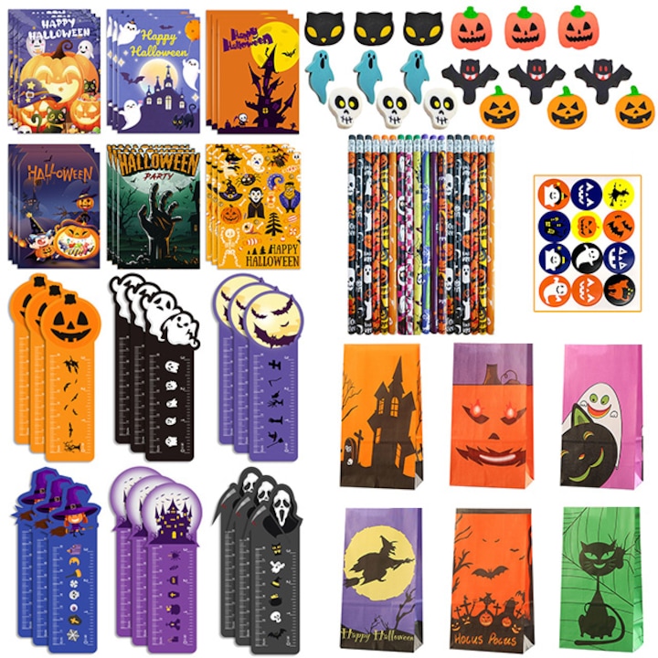 Комплект от 108 парти аксесоара за Хелоуин за деца, Wepzsxo, многоцветни