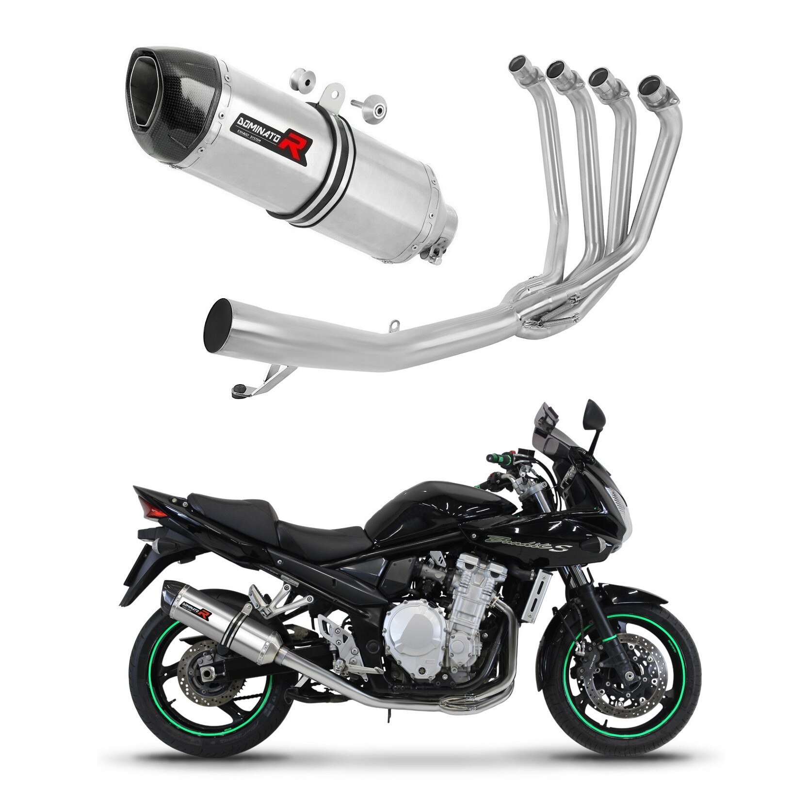 DOMINATOR Marmitta Silenziatore OV Per Suzuki GSF 650 Bandit N/S (2007-2016) – Acciaio Inox, Con DB Killer - 3