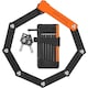 Antifurt pliabil cu cheie pentru bicicleta de oras si electrica, MTB, trotineta, scuter, suport prindere, sac de depozitare, lungime 63 cm, ABS + zinc +PP, rezistent la apa, West Biking, negru cu portocaliu