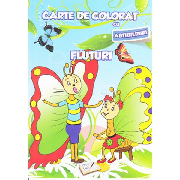 Fluturi - Carte de colorat cu abtibilduri