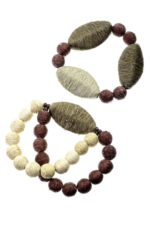 Set bratara 2 bucati din lemn invelit cu ata din iuta GM-443, Gloria Maris