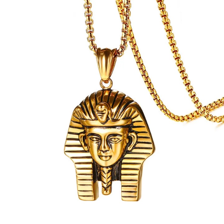 Lant model egiptean, cu pandantiv faraon sfinx Tutankhamun, unisex, auriu, EFAYN
