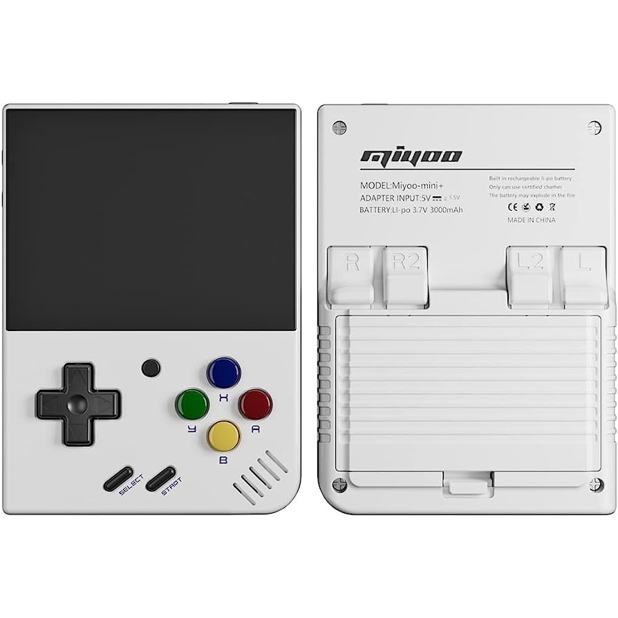 Consola de joc Miyoo Mini Plus, culoare alba, portabila, suport