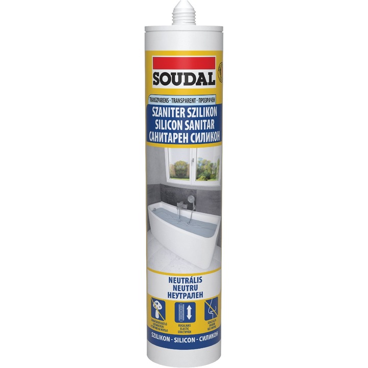 Silicon neutral Soudal, pentru baie si bucatarie, transparent, 280 ml