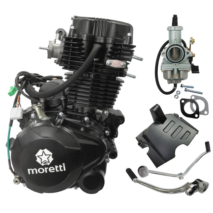 Ръчен вертикален двигател, 250cc, Moretti, 5 степени на скоростта, черен