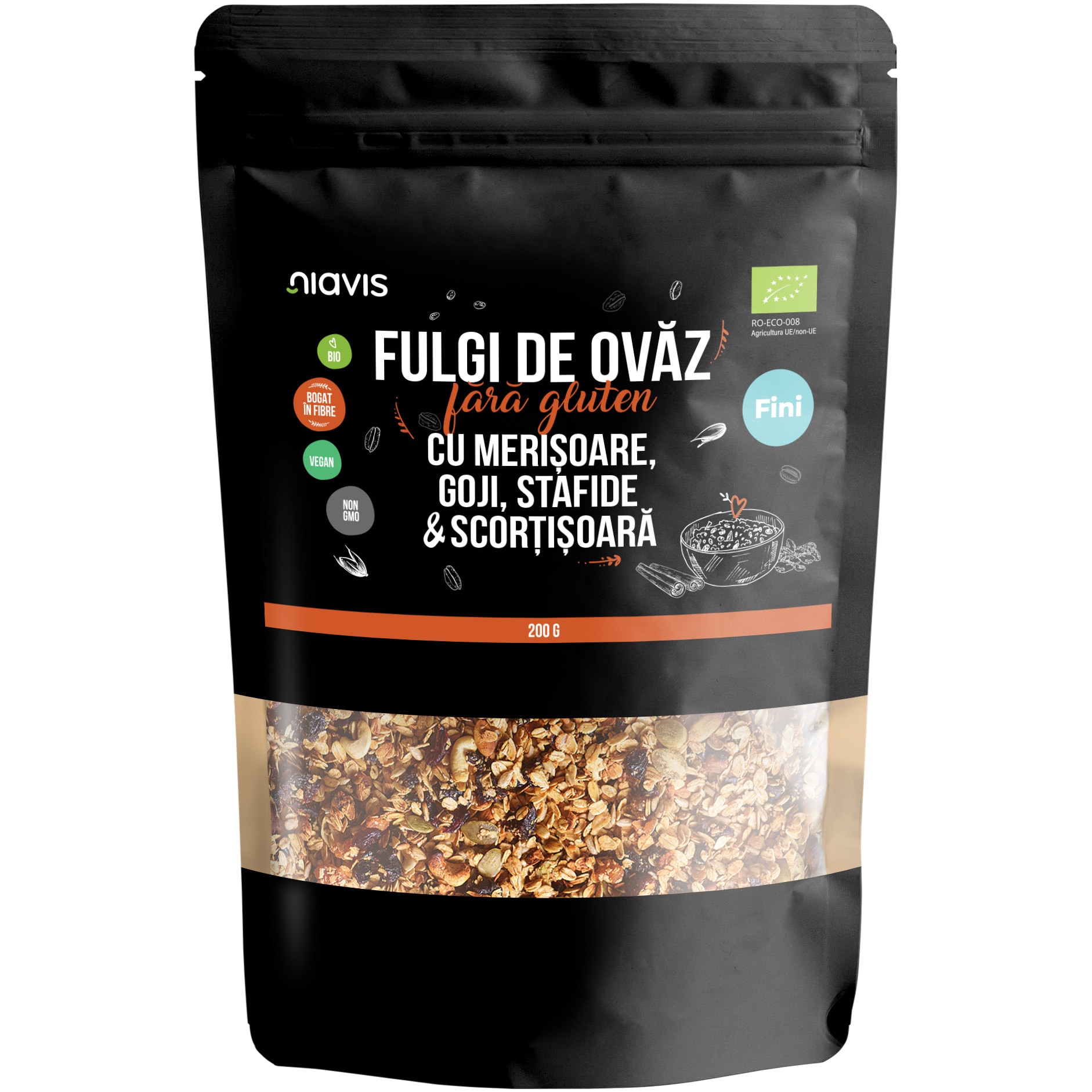 Fulgi de Ovaz Fini Fara Gluten cu Merisoare, Goji, Stafide si ...