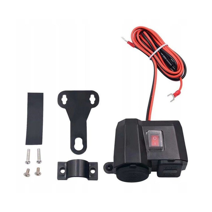 USB töltő, FreedConn, 12-24 V, Fekete