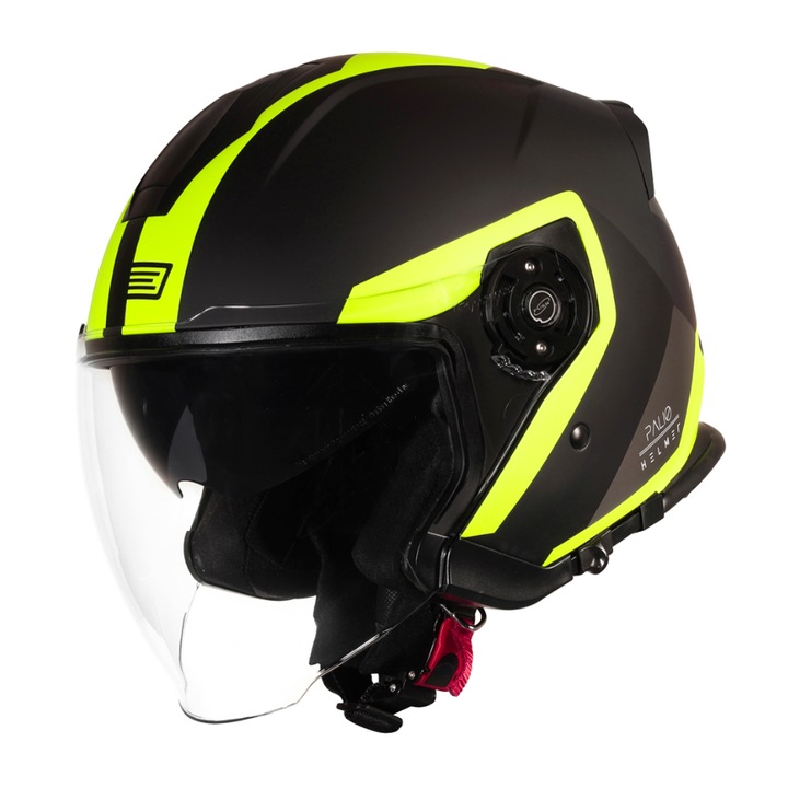 Каска Origine Palio 2.0 Techy Fluo с отворено лице, жълто-черна, XL, 61-62 см, вентилационна система, устойчив на надраскване визьор