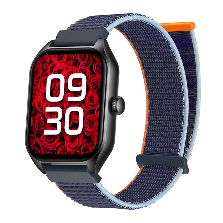 Ceas inteligent Rubicon, Nylon, Ecran de 1.85INCH, Albastru