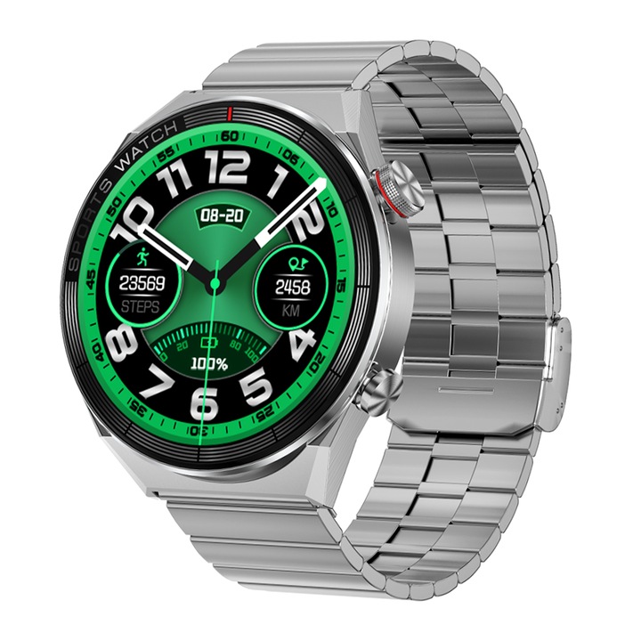 Ceas inteligent Rubicon, Otel, Ecran de 1.5INCH, Argintiu