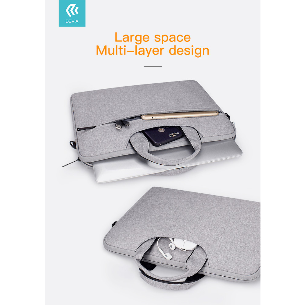 Geanta pentru laptop, Devia, Poliester, pentru dispozitive Macbook Pro, 15.4/16.2, Gri