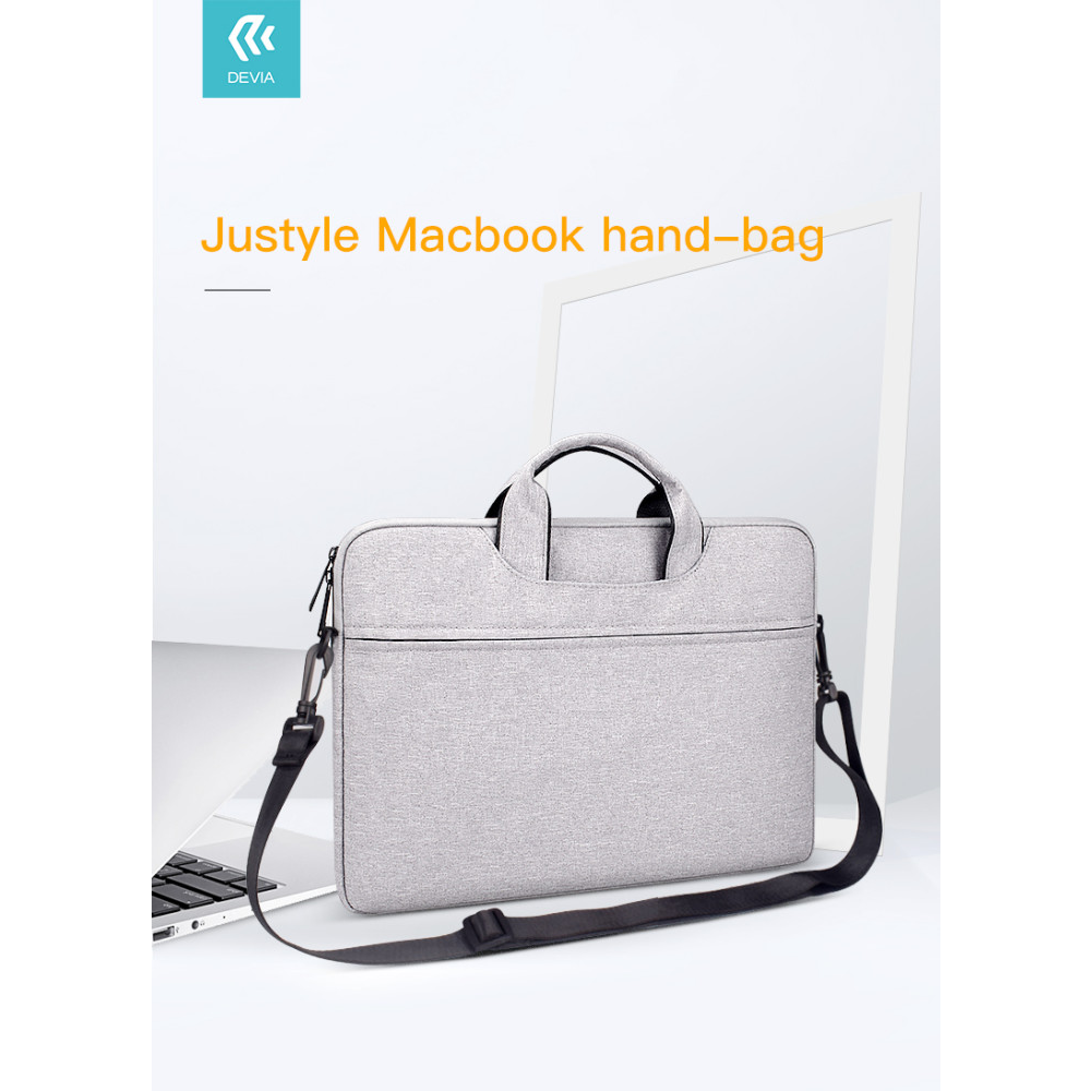 Geanta pentru laptop, Devia, Poliester, pentru dispozitive Macbook Pro, 15.4/16.2, Gri