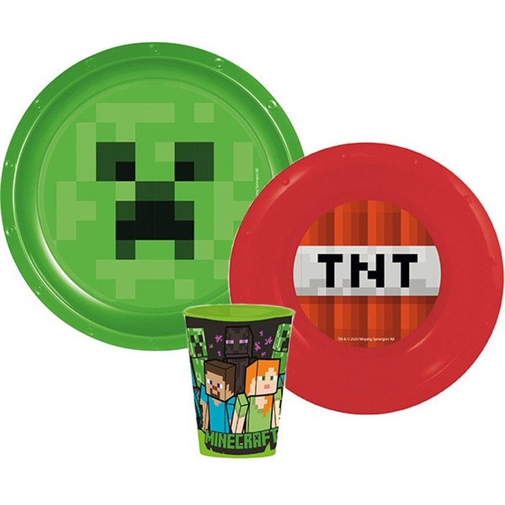 Set mic dejun 3 piese Minecraft TNT Verde 260 ml