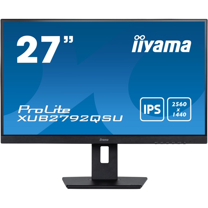 Iiyama ProLite 27" Monitor, LED IPS, WQHD, DisplayPort, FreeSync, Vesa, fekete