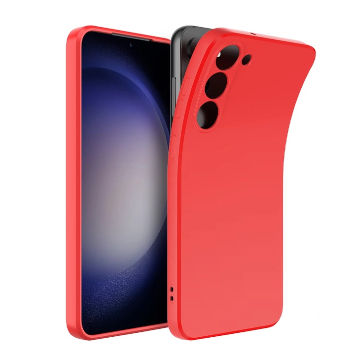 Husa de protectie compatibila cu Samsung Galaxy S23, Silicon, Soft touch, Shock Resistance, Protectie camera, Rosu
