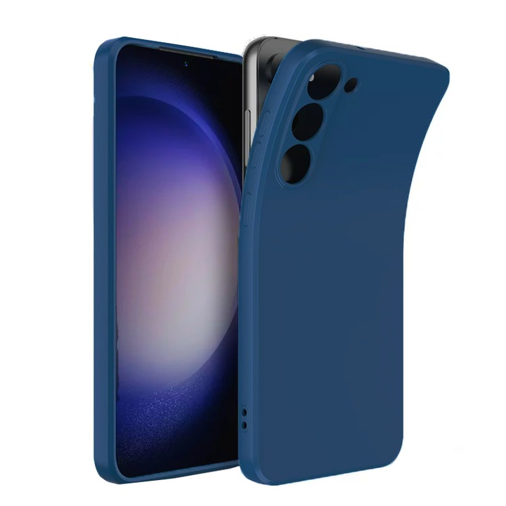 Husa de protectie compatibila cu Samsung Galaxy S23, Silicon, Soft touch, Shock Resistance, Protectie camera, Bleumarin