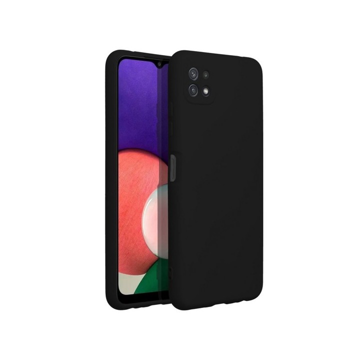 Upzz szilikon puha tok, Samsung Galaxy A22 4G kompatibilis, Alcantara belső, fekete