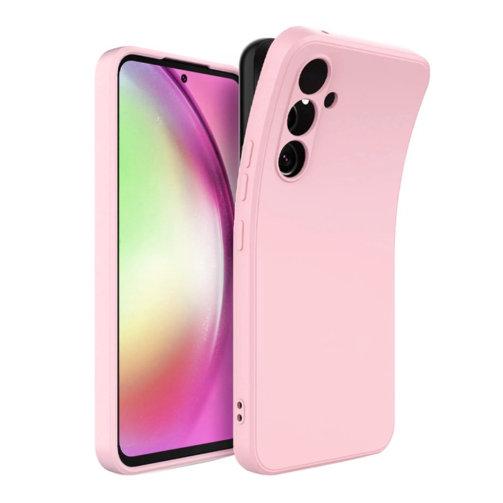 Husa de protectie compatibila cu Samsung Galaxy A54 5G, Silicon, Soft touch, Shock Resistance, Protectie camera, Roz pal