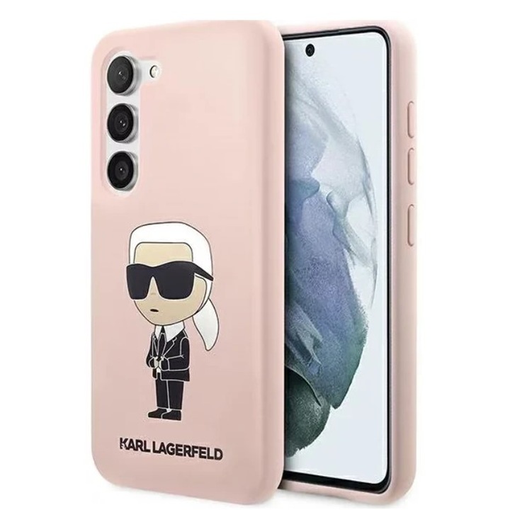 Karl Lagerfeld Liquid Silicone Ikonik védőtok Samsung Galaxy S23 telefonhoz, rózsaszín