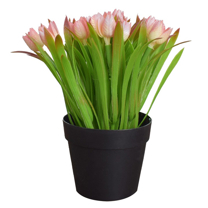 Аранжировка от изкуствени цветя, в саксии, Naimeed D4953, розово, 19 см