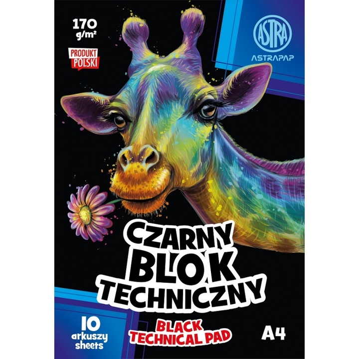 Műszaki alátét, Astra, A4 Fekete 170g, 10 lap