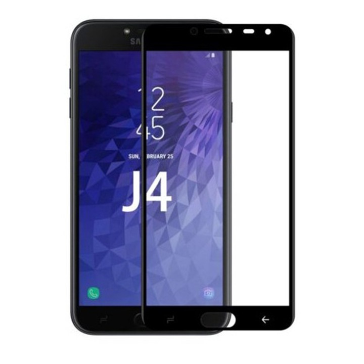Folie COMANDO Ultra Thin Proof compatibila cu Samsung Galaxy J4 (2018), Rezistenta ridicata la socuri, Acoperire completa a ecranului, Lipici adeziv pe intreaga suprafata, 0,3 mm, Cadru negru