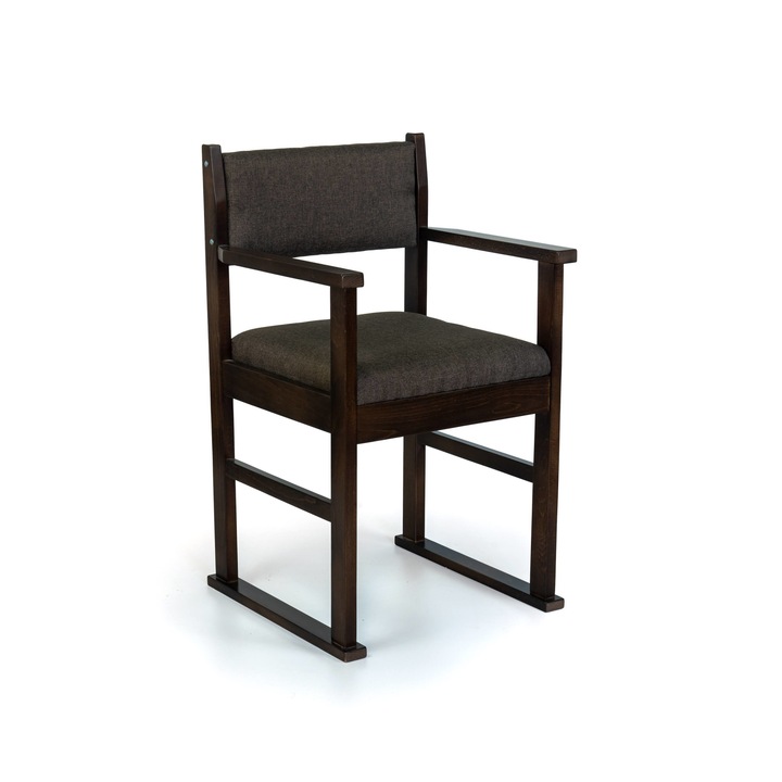 Kárpitozott tömörfa angol szék, fogantyúval, irodába vagy konyhába is alkalmas, robusztus és készen összeszerelt