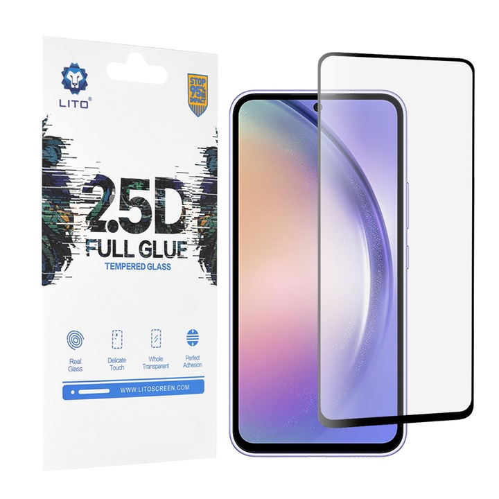 Fólia Samsung Galaxy A54-hez, üveg, fekete