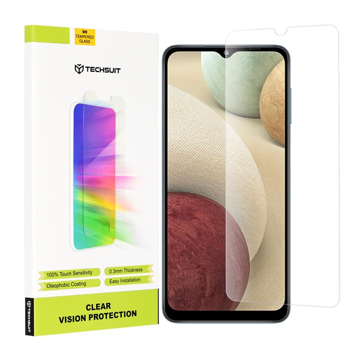 Стъклен Протектор за Samsung Galaxy A12 / A12 Nacho / A02 / M02 / M12 / F12 / A32 5G - Techsuit Clear Vision - Прозрачен