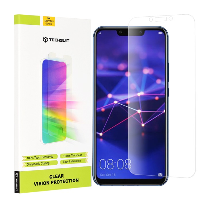 Védőfólia kompatibilis Huawei Mate 20 Lite / Nova 3 / Nova 3i / P Smart Plus telefonhoz, Techsuit Clear Vision Glass, átlátszó