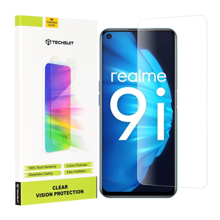 Стъклен Протектор за Realme 9i / 9 5G / 9 Pro / 8i / Narzo 50 / Oppo A76 / A96 / OnePlus Nord CE 2 Lite 5G - Techsuit Clear Vision - Прозрачен