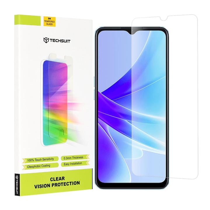 Стъклен Протектор за Oppo A77 5G/A17/A57 4G/A57s/Realme C31/C35/Narzo 50A Prime/OnePlus Nord N20 SE - Techsuit Clear Vision - Прозрачен