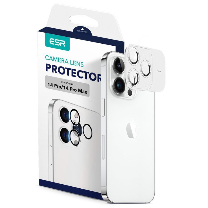 Протектор за камера за iPhone 14 Pro/iPhone 14 Pro Max, ESR протектор за обектив закалено стъкло, Черен