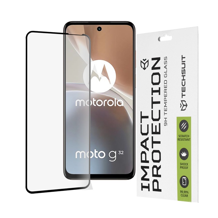 Folie pentru Motorola Moto G32, Sticla securizata, Negru