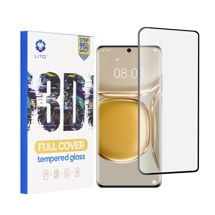 Folie de protectie compatibila cu Huawei P50 Pro, Secure Glass, Premium Hardness, Negru