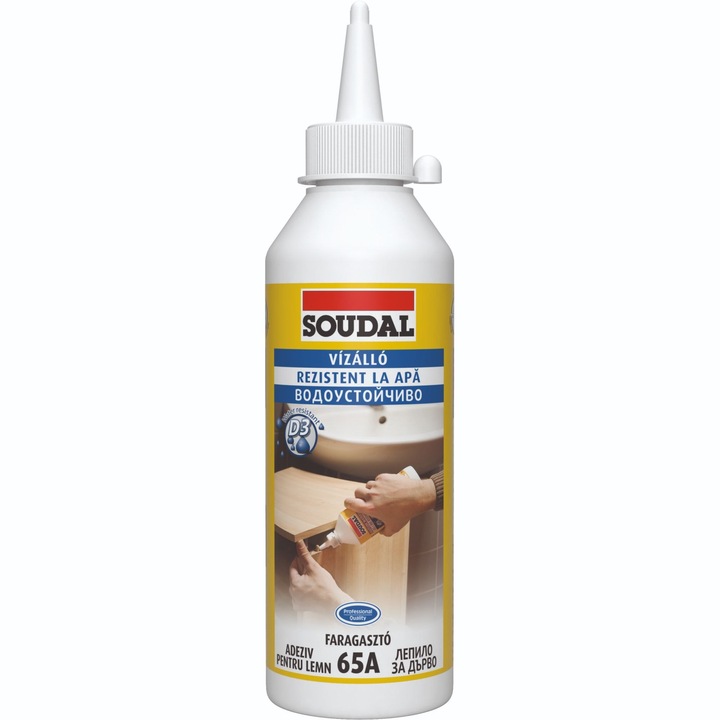 Adeziv Soudal 65A, de constructii, pentru lemn D3, 750 gr, transparent