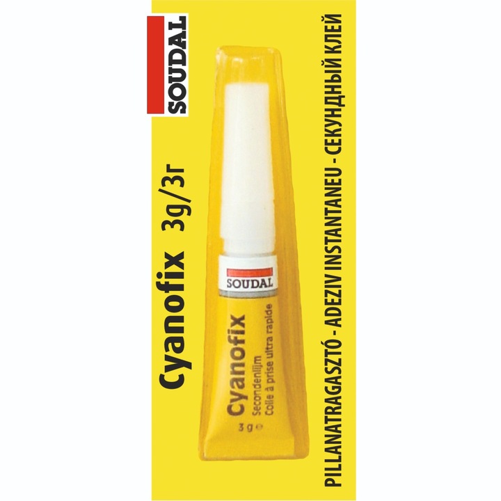 Adeziv Soudal Cyanofix 84A, de reparare, 3 g, transparent